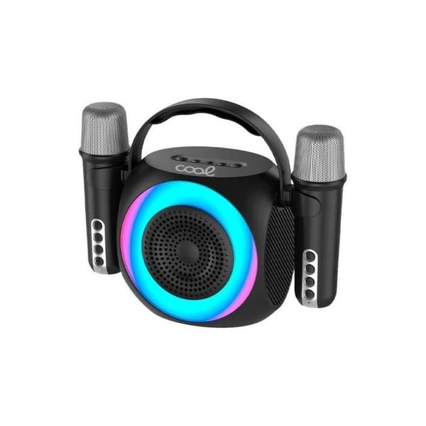 Cool Mini Karaoke Party Bluetooth Portabel Højtaler 6W + 2 Mikrofons Sort