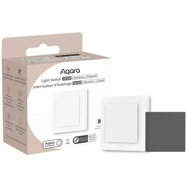 Afbryder - AQARA - H2 EU - 2 knapper - 1 kanal - IP20 - Kompatibel med Android/iOS