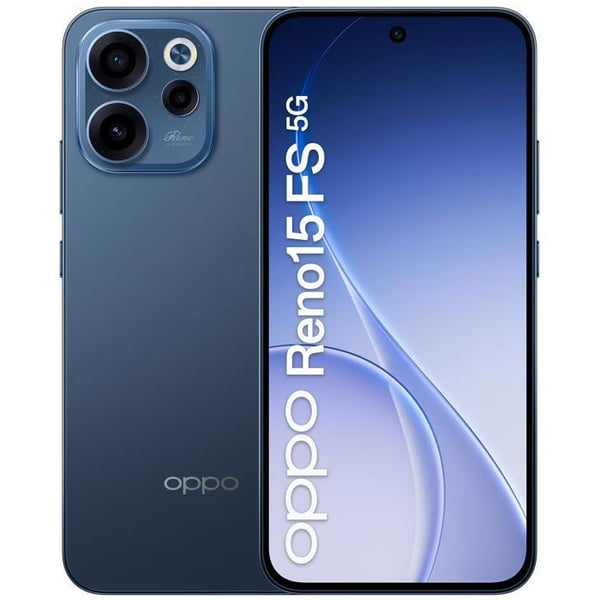 Smartphone 5G - OPPO Reno15 FS - 8GB RAM - 512GB - Sort Skumring - Ultra bredvinkel selfie-kamera 50 MP - 6500 mAh