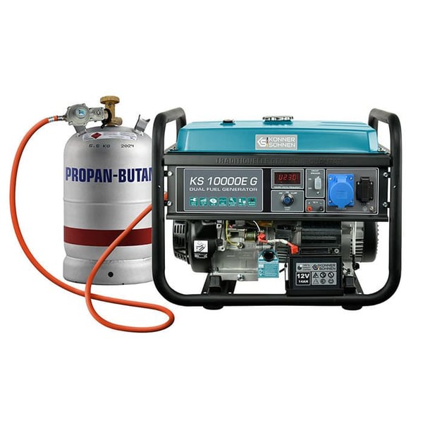 Könner & Söhnen KS 10000E G bensin/gasgenerator - 7,5 kW/8,0 kW - Manuell/elstart