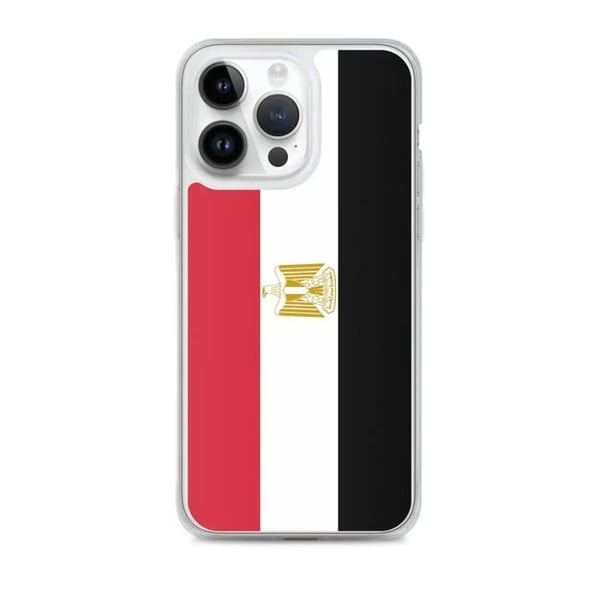 Mobilskal – Egyptens Flagga – Kompatibel med iPhone 14 Pro Max – Mjuk Case – Resistens och Stötdämpande - Silikon - Pixelforma