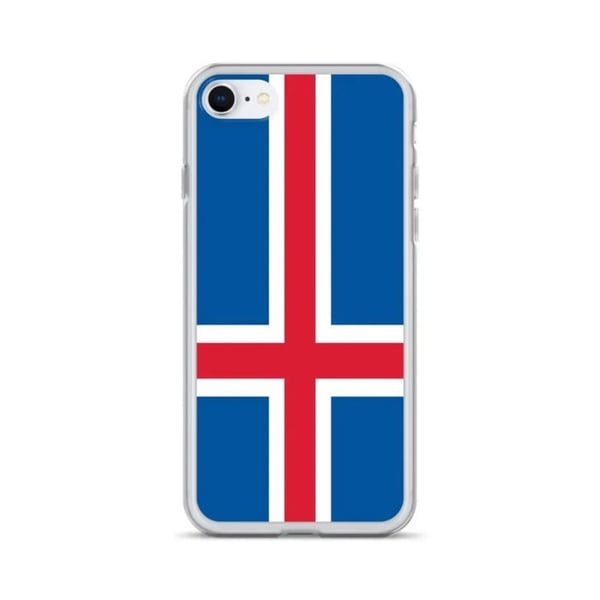 Telefonfodral – Islands flagga – Kompatibel med iPhone SE – Mjukt fodral – Slagtåligt och stöttåligt – Silikon – Pixelforma