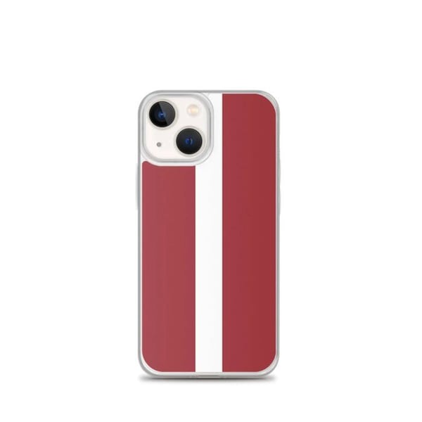 Mobilskal – Lettlands flagga – Kompatibel med iPhone 13 mini – Mjuk fodral – Stöttålig och stötresistent - Silikon - Pixelforma