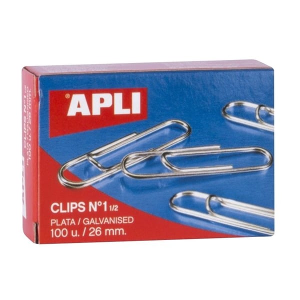 Trombones - APLI - 26 mm - Förpackning med 100 - Galvaniserat stål - Metallisk
