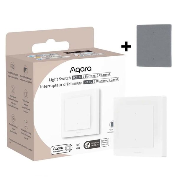 Afbryder - AQARA - H2 EU - 2 knapper - 1 kanal - IP20 - Kompatibel med Android/iOS