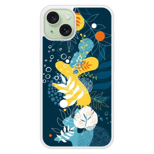 Coque i silikon förstärkt med tryck kompatibel med Apple iPhone 15 Havsblommor