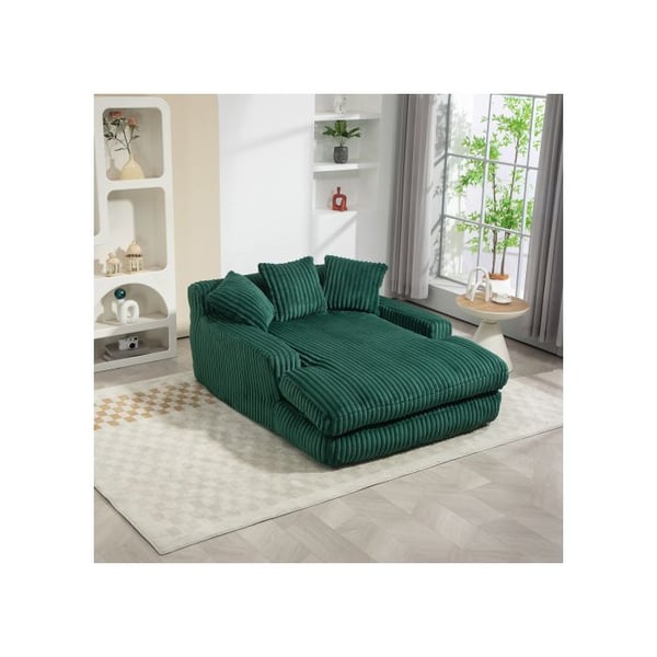 Cloud Couch moderne sovesofa i fløjl med 3 bløde puder i smaragdgrøn.