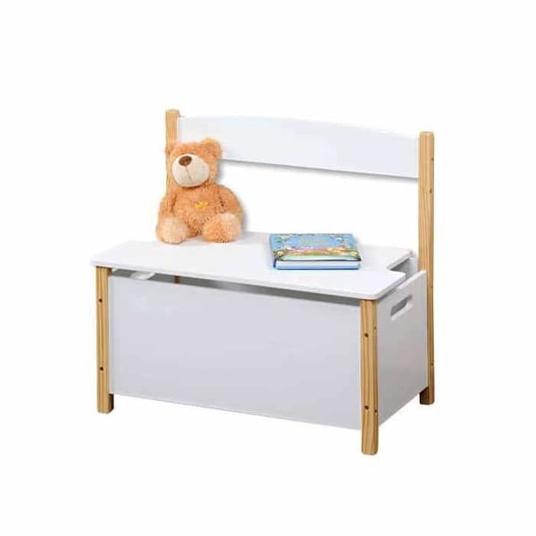 Förvaringslåda - VI STÄLLER ALLT PÅ PLATS! - Liten bänk - Massivt trä - Vit - 56 cm i höjd