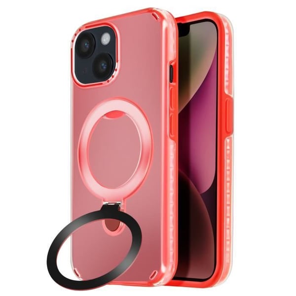 Coque MagSafe för iPhone 14 och 13 Stötsäker med Fällbart Stöd Röd