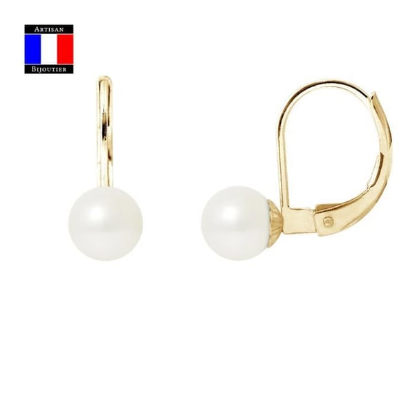 Örhängen - Compagnie Générale des Perles - 6-7 mm - 750 Guld Guld - Kulturpärlor - Sleepers