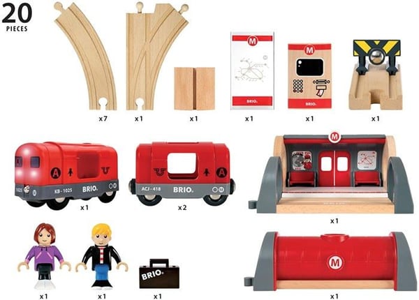 BRIO World Circuit Metro trætogkredsløb - Komplet sæt med 20 stykker - Ravensburger - Blandet fra 3 år gammel