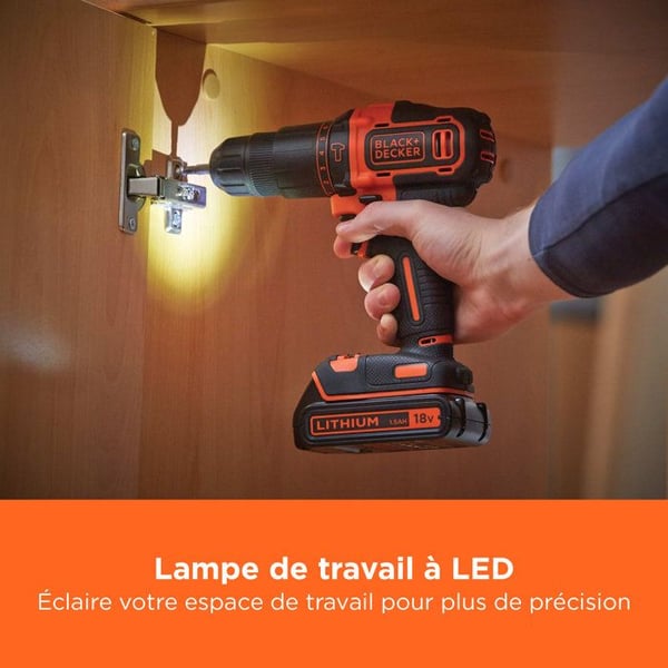 Langaton iskuporakone BlackDecker BDCHD18K - 18V Li-ion 1,5 Ah - Laturi ja kotelo mukana