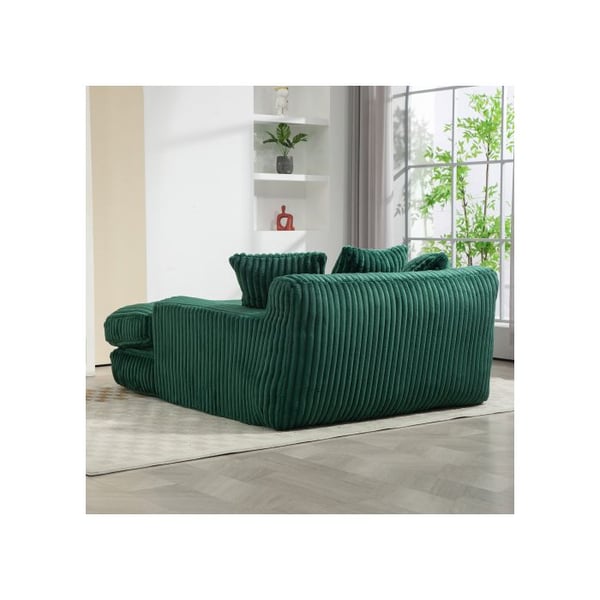 Cloud Couch moderne sovesofa i fløjl med 3 bløde puder i smaragdgrøn.
