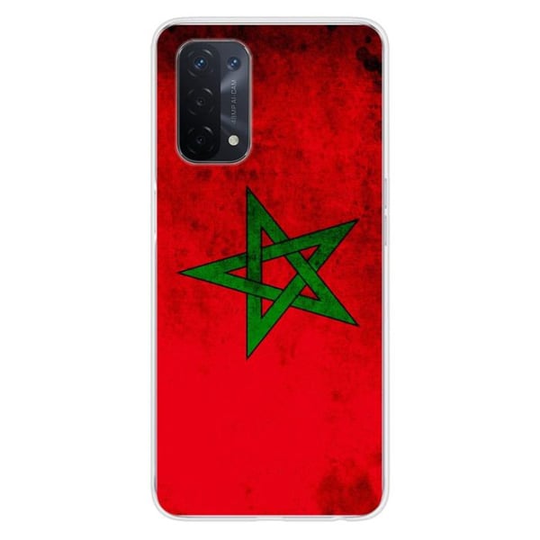 1001Coques - Silikonfodral kompatibelt med Oppo A74 5G - Marockansk flaggmönster - Originaldesign tryckt i Frankrike