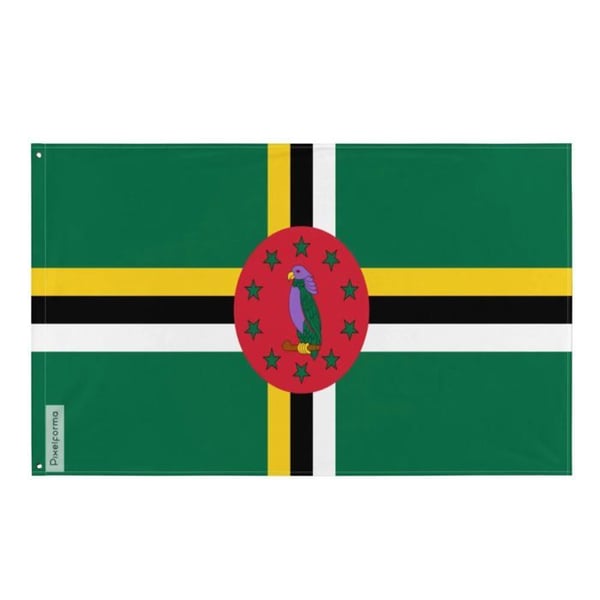 Dominikanska flagga – 90 x 150 cm – Hållbar polyester – 2 metallöglor – Inomhus / Utomhus – Pixelforma