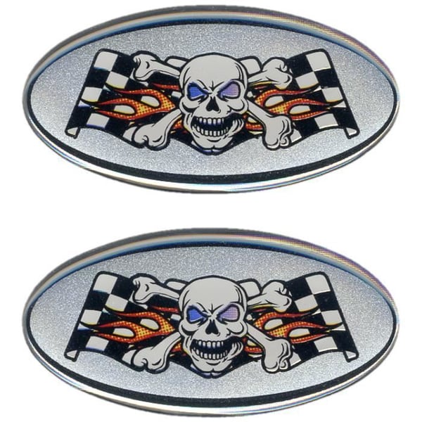 3D-klistermärken Oval kranschackflagga 56 x 28 mm Par