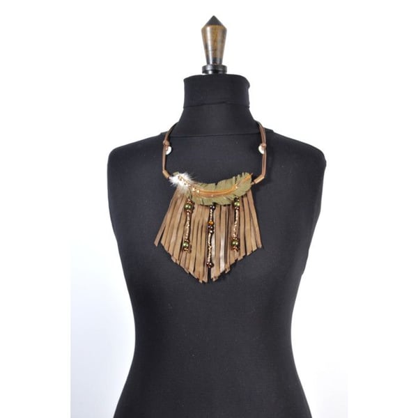 Fanny Fouks - Bohemisk halsband i grönt och brunt