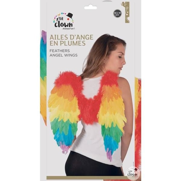 Änglavingar i fjädrar - PTIT CLOWN - re80164 - Flerfärgad - 50x50 cm - Fäste elastiska