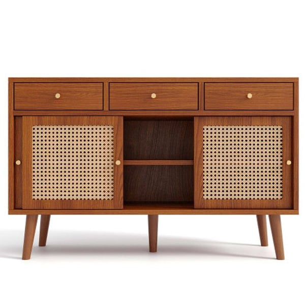 Buffet - MUVOE - 120x40x78 cm - 3 skuffer - 3 skydedøre - Valnød