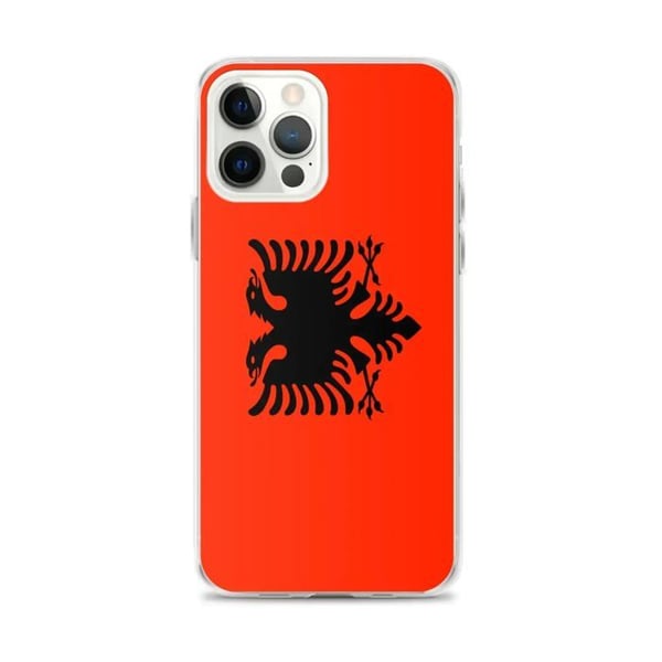 Telefonfodral – Albaniens flagga – Kompatibel med iPhone 12 Pro Max – Mjukt fodral – Slitstarkt och stötresistent – Silikon – Pixelforma