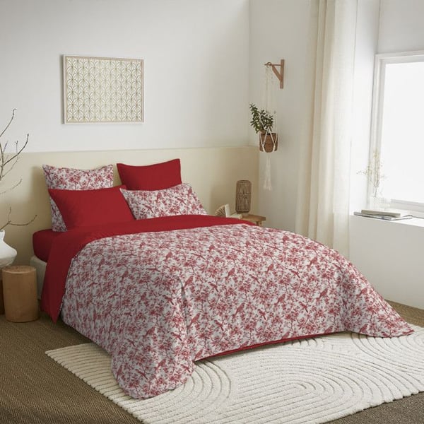 Komplett vändbart påslakanspaket för 180 x 200 cm säng "King size" Bérengère röd