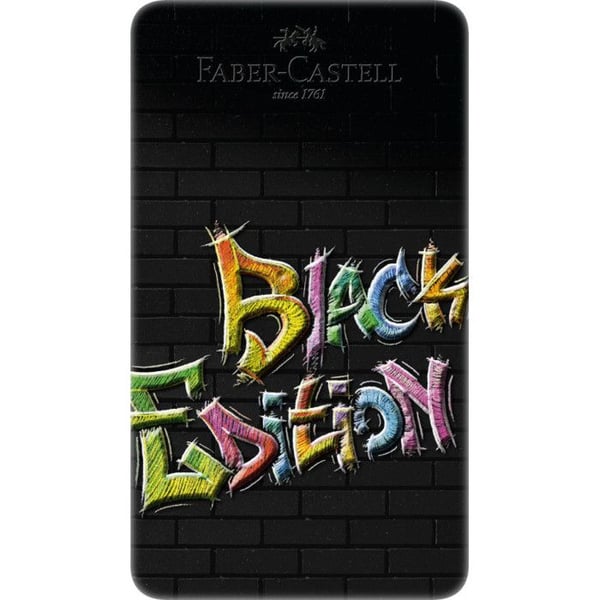 Farvekridt - Malebog - Metalæske med 12 kridt - Faber-Castell - Black edition