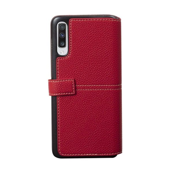 Foliofodral - FACONNABLE - Samsung Galaxy A70 - Röd Läder - Halvstyv - Magnetflik