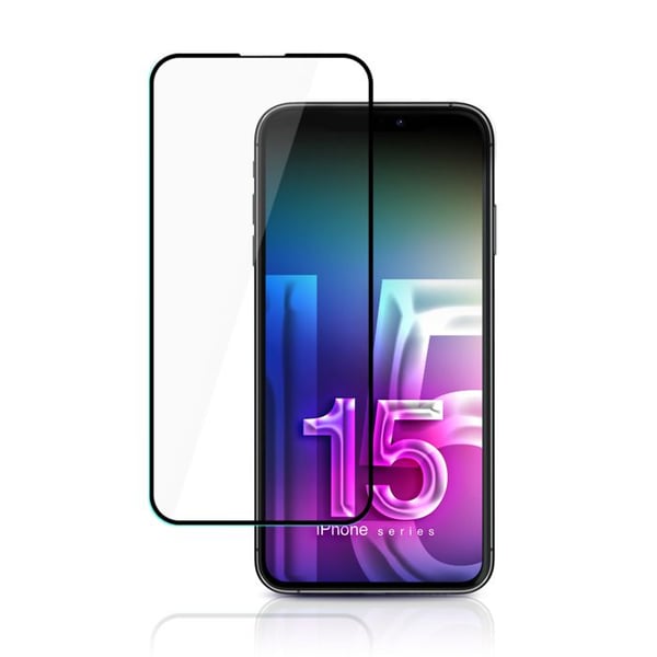 Beskyttelsesglas - 3mk - HardGlass Max Lite - iPhone 15 - Sort - 0,3 mm - Ridsefast