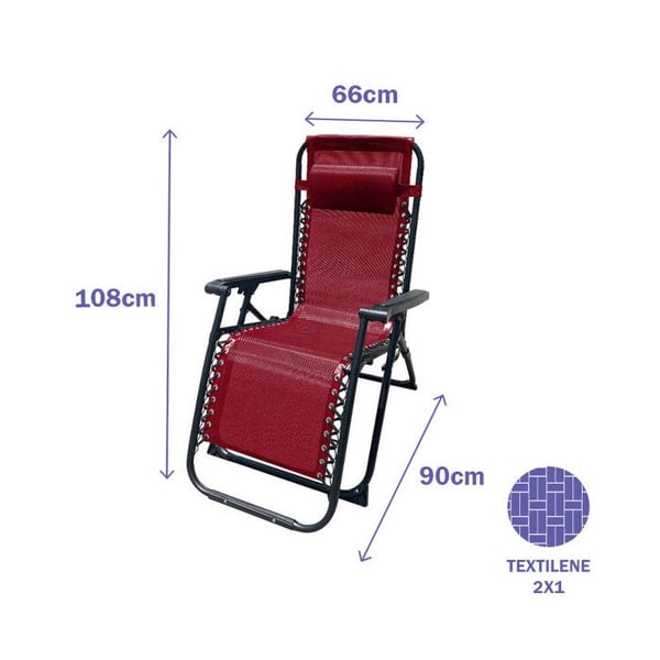 Liggande utomhus trädgårdsloungestol 90 x 108 x 66 cm Röd - Marbueno