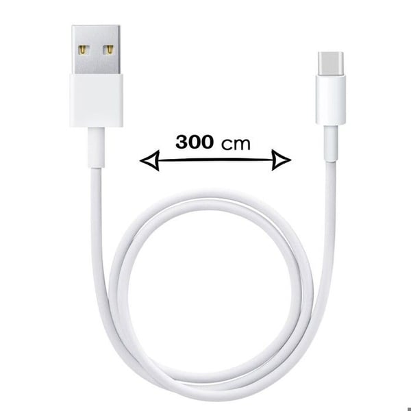 USB Type C-kabel - PH26 - Xiaomi Redmi Note 14 5G - 3 meter - Snabbladdning/Synkronisering - Vit
