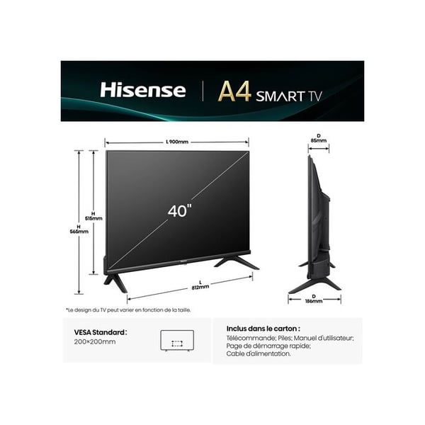 Hisense 40A49Q Smart TV 40 Tommer Full HD Sort