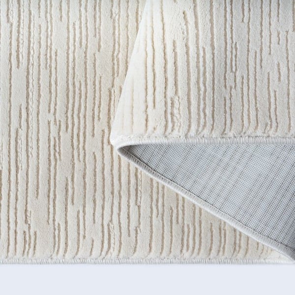 Melis Hem Matta med lång lugg Creme 80 x 300 cm modern enfärgad texturerad mjuk sammet 12 mm elegant minimalistisk vardagsrum
