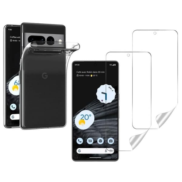Phonillico® Ultratunt, resistent hydrogelplastskal för Google Pixel 7 PRO och 2 skärmskydd
