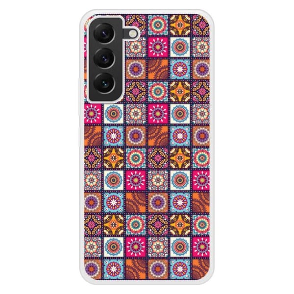 Siliconförstärkt skal med tryck kompatibel med Samsung Galaxy S22 Plus Patchwork Mandala