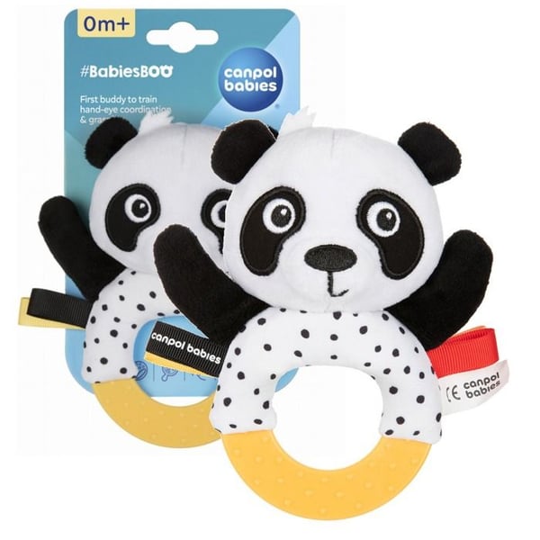 Sinnesleksak för spädbarn - Canpol Babies - BabiesBOO Panda - med bitleksak och rassel