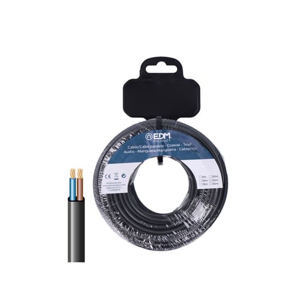 Platt rör 2x0,75mm² svart 25m.