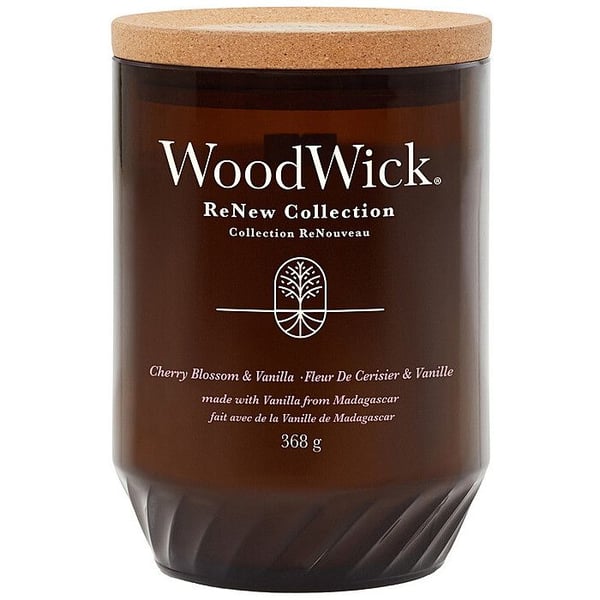 Duftlys - WOODWICK - Kirsebærblomst - Trævæge - Glas - Soja- og kokoscire