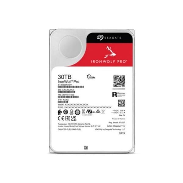 Seagate IronWolf Pro ST30000NT011 30TB HDD 7200rpm NAS 275MB/s 24x7