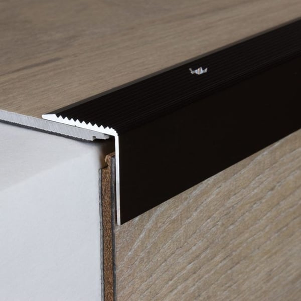 PROVISTON Trappsteg 30 x 30 x 2700 mm Trappsteg L-plåt i kombination Trappsteg i anodiserad aluminium mörkbrons Perc...