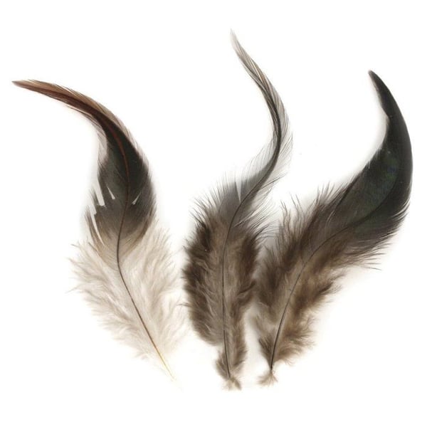 Hönsfjäder, 10-15 cm, 3 g, mörkbrun
