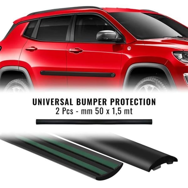 Skydd Bumper - Universell - Svart - 50 mm x 1,5 mt - 2 Stycken - Mjuk PVC