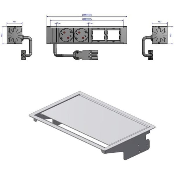 Multiprise - BACHMANN - 900.402.1X - 2 x Schuko - Inbyggd - Svart