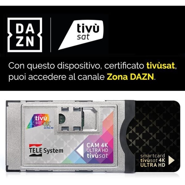 CAM tivùsat 4K ULTRA HD - TELE SYSTEM - Nem aktivering - ECP-beskyttelse - Adgang til HD- og 4K-kanaler