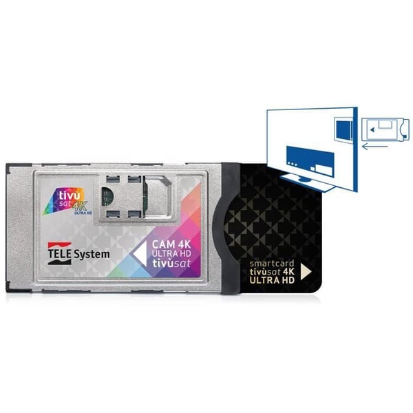 CAM tivùsat 4K ULTRA HD - TELE SYSTEM - Nem aktivering - ECP-beskyttelse - Adgang til HD- og 4K-kanaler