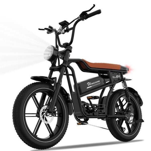 EVERCROSS TECH Elcykel - 20" Grova Däck EK30 - Avtagbart Batteri 48V 15.6Ah Motor 7-Växlar Dubbel Skivbromsar - Svart