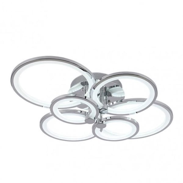 LED-taklampa - SYDNEY - Krom - 6 Cirklar - Fjärrkontroll - Justerbar ljusstyrka