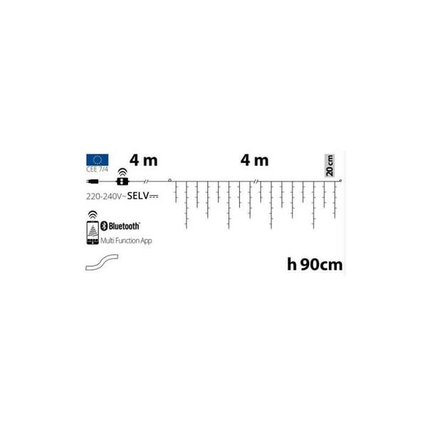 Yhdistetty stalaktiittikoriste H90cm 4M APPY 125 LED RGB Bluetooth-sovelluksella Lotti
