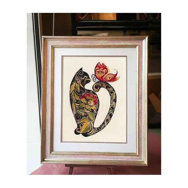 Korsstygnsset Ugn - Katt 23x34 cm