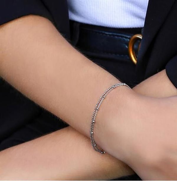 Armband - BENETO - AGB735/21 - Rhodinerad silver - Minimalistisk design - Längd 17 cm