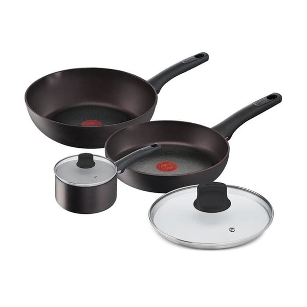 Blandat set - Lagostina Cucina Eco - Aluminium - Svart - 5 delar (kastrull 18 cm, stekpannor 24/28 cm)